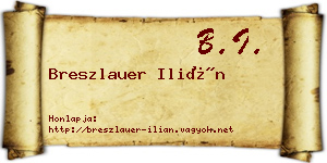Breszlauer Ilián névjegykártya